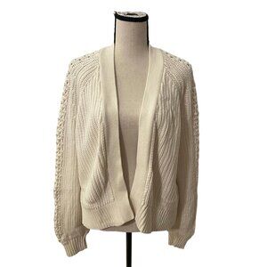 Abercrombie & Fitch Cardigan Sweater | Open Front Chunky Cable Knit Cream